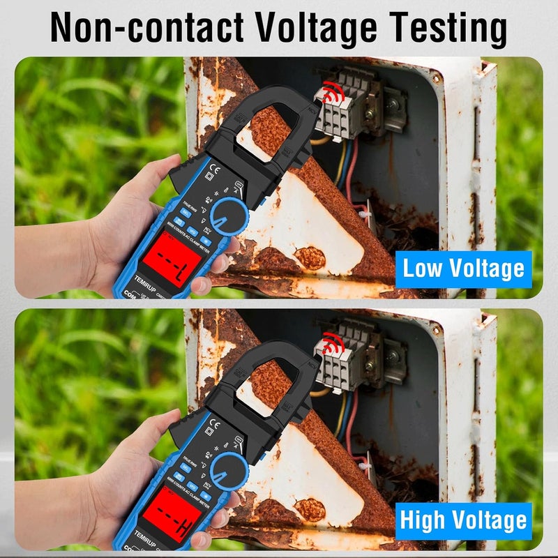 Temirup Digital Clamp Meter Multimeter - Auto-ranging 6000 Counts Amp Voltage Tester with D-Shaped Jaw VFD Mode, Measuring NCV, AC/DC Voltage AC Current Temperature Capacitance Resistance Continuity - Image 4